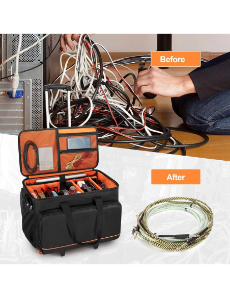 Bolsa de Cable DJ Rodante Trunab con Divisores y Carro 52.6cm