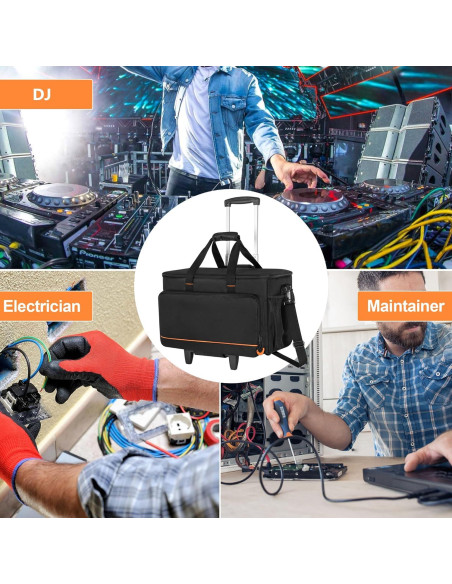 Bolsa de Cable DJ Rodante Trunab con Divisores y Carro 52.6cm