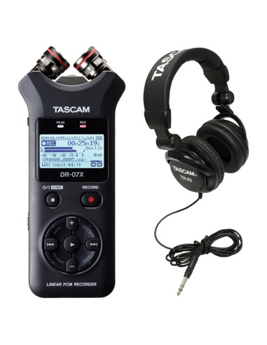 Paquete TASCAM DR-07X Grabador Portátil + Auriculares TH-02-B