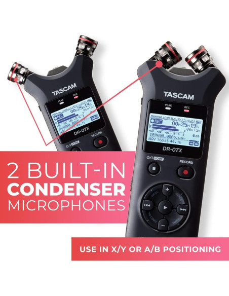 Paquete TASCAM DR-07X Grabador Portátil + Auriculares TH-02-B