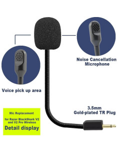 Micrófono de Reemplazo Clanmou para Razer BlackShark V2 Pro 3.5mm 2