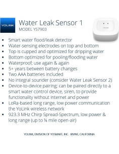 Sensor de Fugas de Agua YoLink 3-Pack, Rango 402 m, Inteligente 2