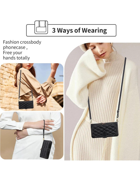 Funda de Cartera Dswteny Negra para Cricket Icon 5 y AT&T Motivate 4