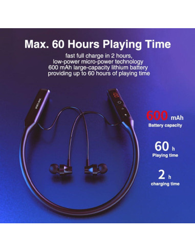 Auriculares Bluetooth JNXIKOU Neckband Inalámbricos 60h Batería