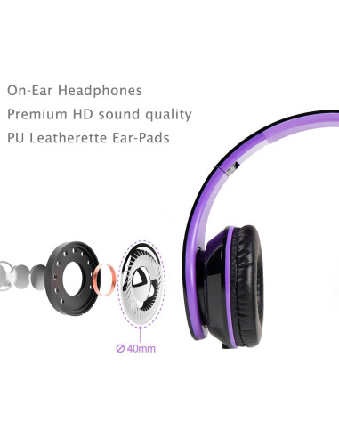 Auriculares Galice con Micrófono y Control de Volumen Negro/Púrpura