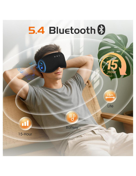 Máscara de Sueño Bluetooth AHUIARGY 3D Contorneada con Auriculares