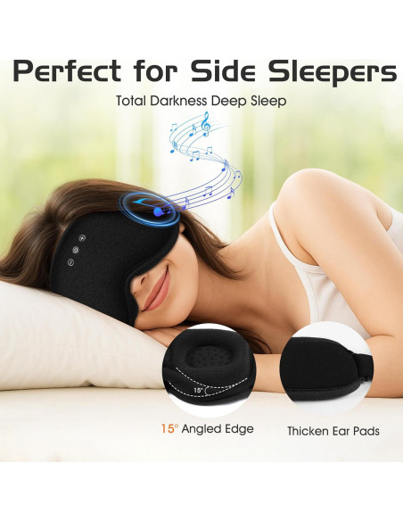 Máscara de Sueño Bluetooth AHUIARGY 3D Contorneada con Auriculares