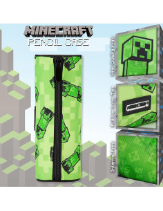 Estuche de Lápices Minecraft Verde 22 cm - Oficial para Niños 2