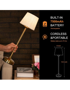 Lámpara de Mesa Inalámbrica YAYZA! LED 7500mAh Oro Alto 2