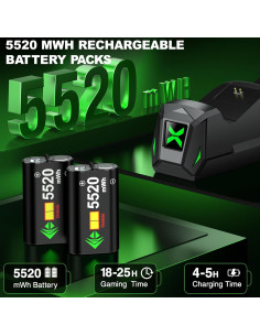 Estación de Carga Doble NealGamefy para Controladores Xbox - 2 Baterías 5520mWh 2