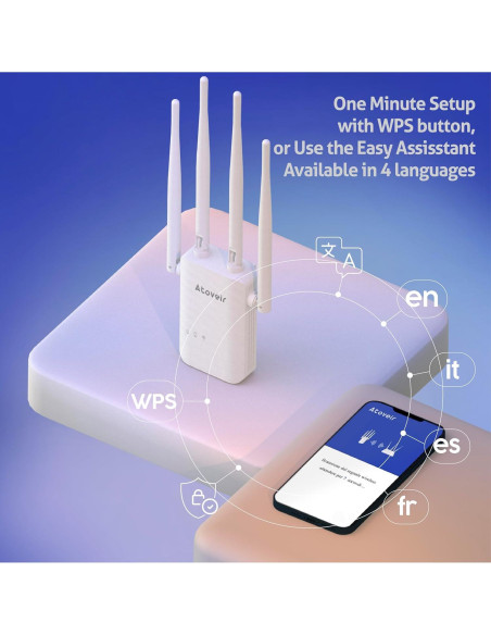 Extensor de WiFi Atoveir 300Mbps 2.4GHz con Ethernet Blanco