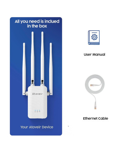 Extensor de WiFi Atoveir 300Mbps 2.4GHz con Ethernet Blanco