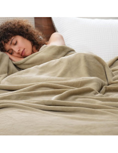 Manta de forro polar PHF Queen 228.6x228.6 cm caqui 300GSM 2