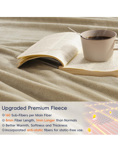 Manta de forro polar PHF Queen 228.6x228.6 cm caqui 300GSM