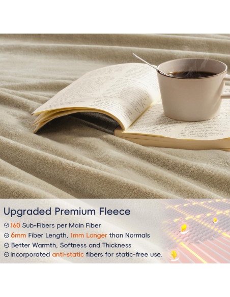 Manta de forro polar PHF Queen 228.6x228.6 cm caqui 300GSM