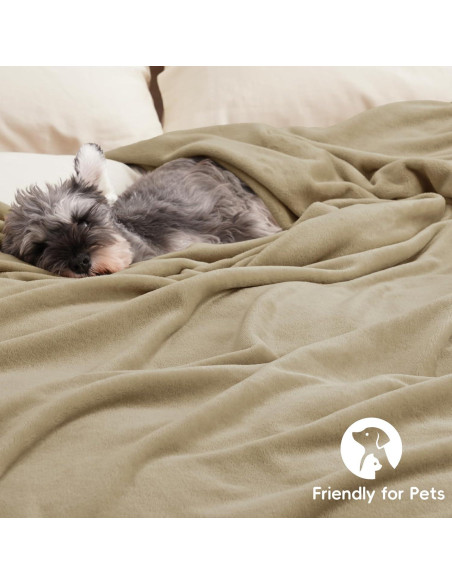 Manta de forro polar PHF Queen 228.6x228.6 cm caqui 300GSM