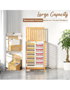 Cesta de Ropa FILWH con Tapa 85L de Bambú Natural 42.9x33x67.3cm 2