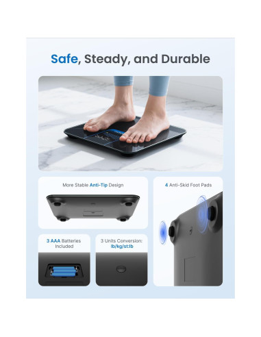 Balanza Digital RENPHO para Peso Corporal 180 kg Pantalla LED