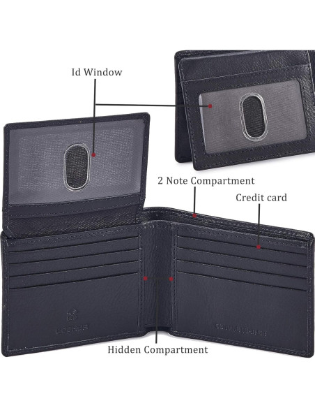 Billetera Bifold Cochoa Hombre Cuero Genuino Negro NAPA RFID