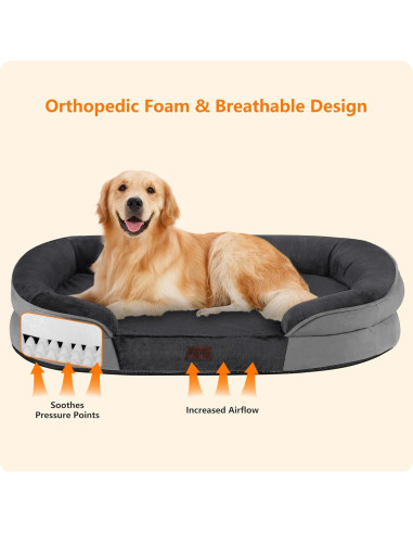 Cama Ortopédica para Perros Grandes DWANTON 106.68x78.74cm Gris