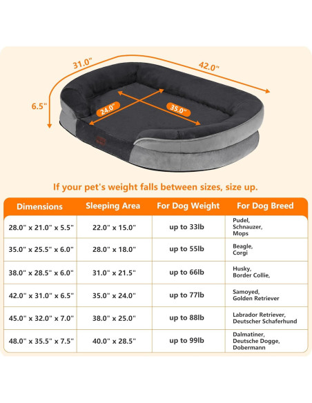 Cama Ortopédica para Perros Grandes DWANTON 106.68x78.74cm Gris