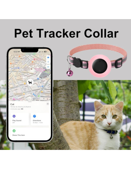 Collar para Gato GPS YGHFC Rosa Impermeable Sin Suscripción
