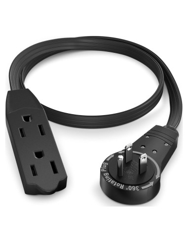 Cable de Extensión Maximm 1 Pie 3 Salidas Negro 360 Grados