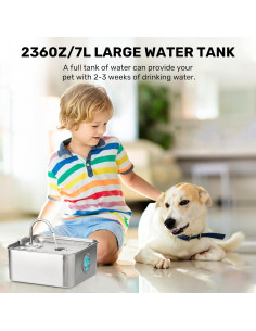 Fuente de Agua para Perros FUKUMARU 7L Acero Inoxidable Silenciosa 2