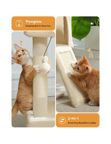 Árbol para Gatos PAWZ Road 76 cm con Duales Condominios Beige