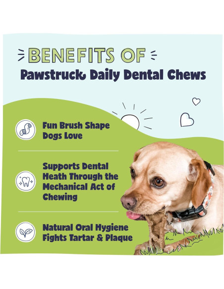 Golosinas Dentales Naturales Pawstruck para Perros Pequeños - 15 Unidades
