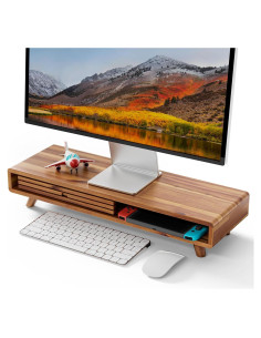 Soporte Elevador de Monitor Tinamo de Madera Acacia con Cajón