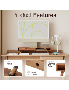 Soporte Elevador de Monitor Tinamo de Madera Acacia con Cajón 2