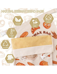 Paquete de 2 Bolsas de Pan Reutilizables Terukir 30x42 cm 2