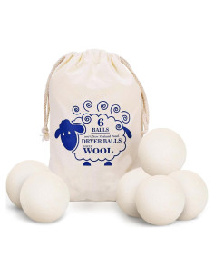 Paquete de 6 bolas de secadora de lana CCHONGCC 7 cm blancas