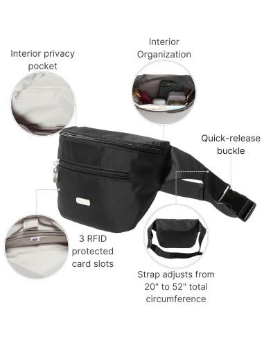 Bolsa de Cintura Baggallini con RFID y Correa Ajustable 23.9x15cm