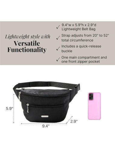 Bolsa de Cintura Baggallini con RFID y Correa Ajustable 23.9x15cm
