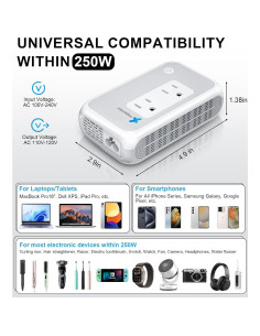 Convertidor de Voltaje 220V a 110V Mapambo 250W 6 en 1 2
