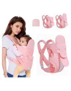 Portabebés 4-en-1 POVENK Rosa Ergonómico Ajustable 3-20 kg