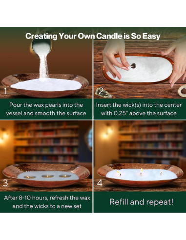 Kit de Velas de Arena Perladas LILY LADUE 0.45kg con Tazón de Cobre