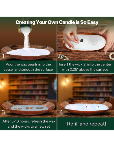 Kit de Velas de Arena Perladas LILY LADUE 0.45kg con Tazón de Cobre