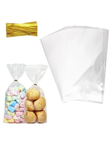 Bolsas de Celofán Transparentes QOIUSO 100pcs 27.9x12.7cm