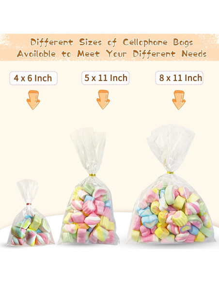 Bolsas de Celofán Transparentes QOIUSO 100pcs 27.9x12.7cm