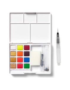 Kit de Acuarelas Portátil SAKURA Koi Pocket - 12 Colores Fluorescentes y Metálicos
