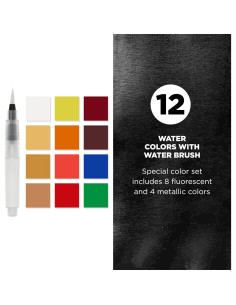 Kit de Acuarelas Portátil SAKURA Koi Pocket - 12 Colores Fluorescentes y Metálicos 2