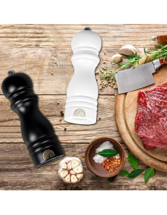 Juego de Molinillos de Sal y Pimienta de Madera 18 cm - Ajustables 2