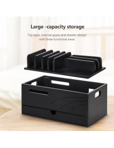 Estación de Carga de Bambú Homde con 6 Ranuras Organizador 2