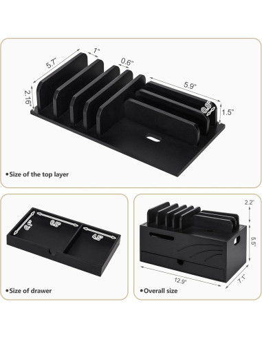 Estación de Carga de Bambú Homde con 6 Ranuras Organizador