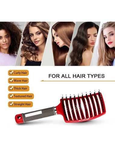 Cepillo Desenredante Heubek Rosa y Morado para Todo Tipo de Cabello