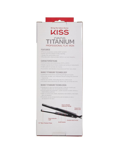Plancha Profesional KISS Nano Titanio 1.27 cm Control Temperatura