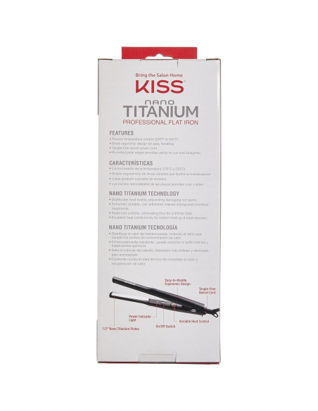 Plancha Profesional KISS Nano Titanio 1.27 cm Control Temperatura